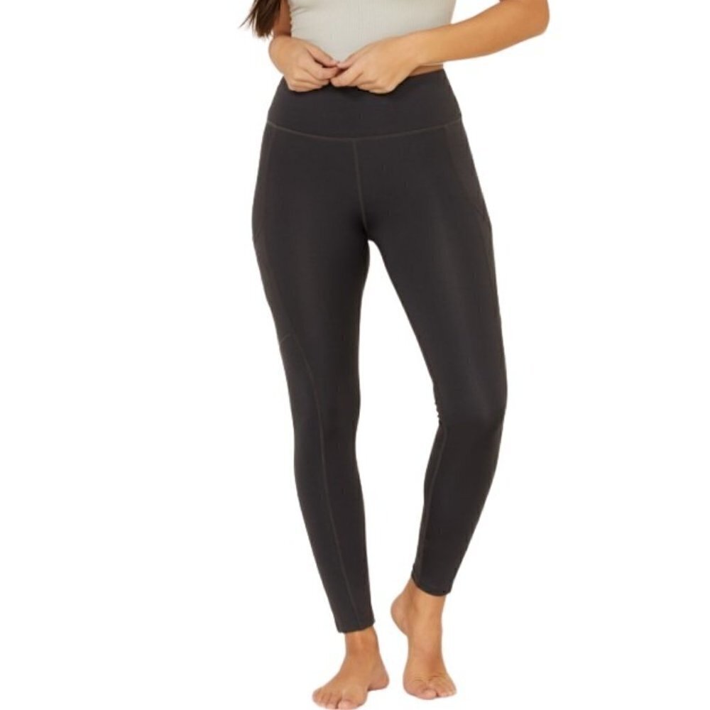 Fornia Women's High Waisted Leggings Charcoal Grey Side Pockets Size L (27 x 26)